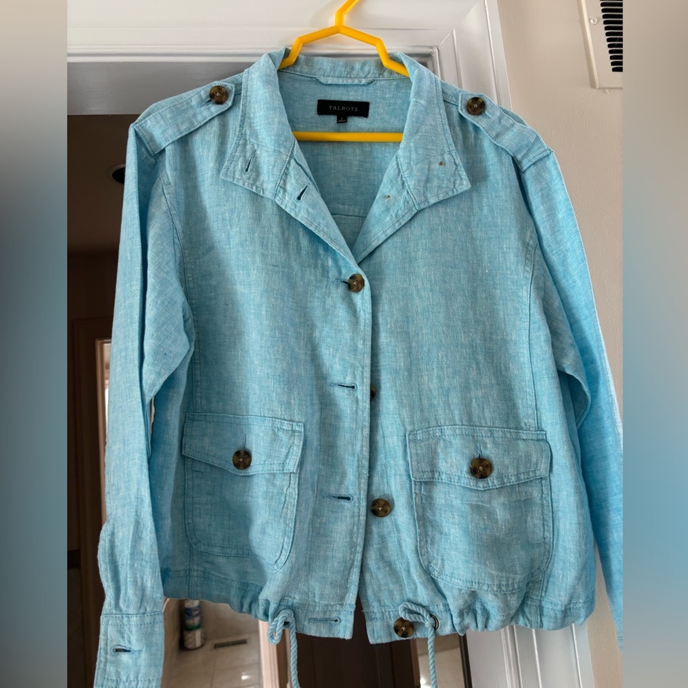 Talbots Light Blue Button Up Jacket - image 1